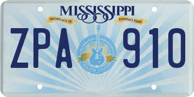 MS license plate ZPA910