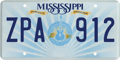 MS license plate ZPA912