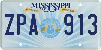 MS license plate ZPA913