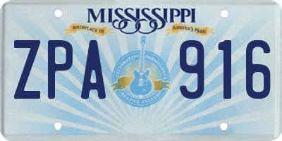 MS license plate ZPA916