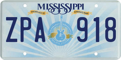 MS license plate ZPA918