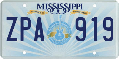 MS license plate ZPA919