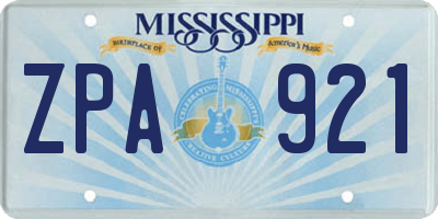 MS license plate ZPA921