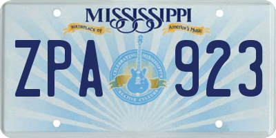 MS license plate ZPA923