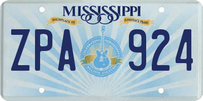 MS license plate ZPA924