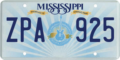 MS license plate ZPA925