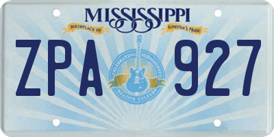 MS license plate ZPA927