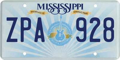 MS license plate ZPA928