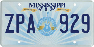 MS license plate ZPA929