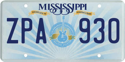 MS license plate ZPA930