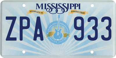 MS license plate ZPA933