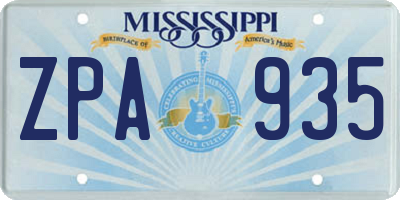 MS license plate ZPA935