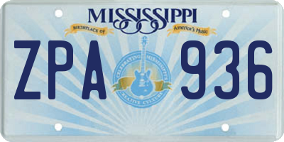 MS license plate ZPA936