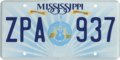 MS license plate ZPA937