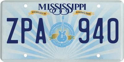 MS license plate ZPA940