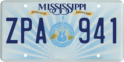 MS license plate ZPA941