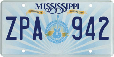 MS license plate ZPA942