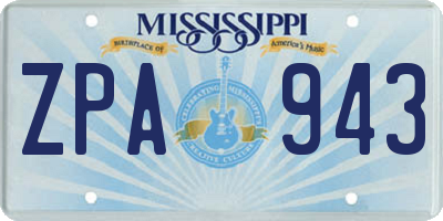 MS license plate ZPA943