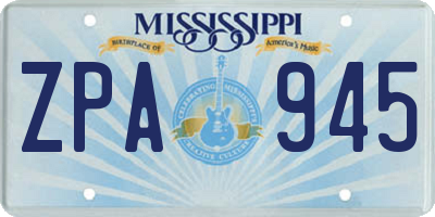 MS license plate ZPA945
