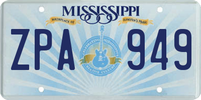 MS license plate ZPA949
