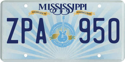 MS license plate ZPA950