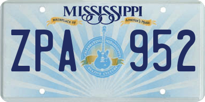 MS license plate ZPA952
