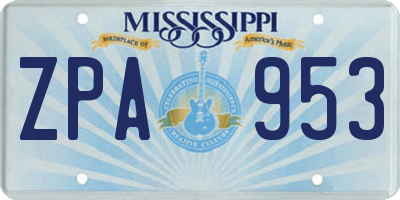 MS license plate ZPA953