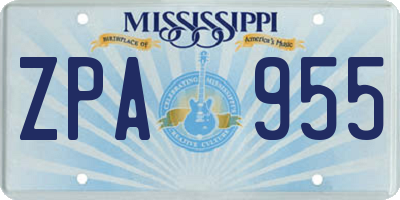 MS license plate ZPA955
