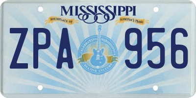 MS license plate ZPA956