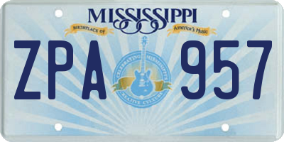 MS license plate ZPA957