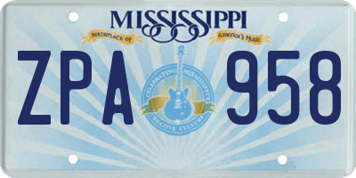MS license plate ZPA958