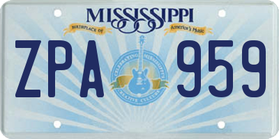 MS license plate ZPA959