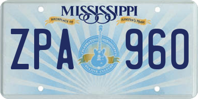 MS license plate ZPA960