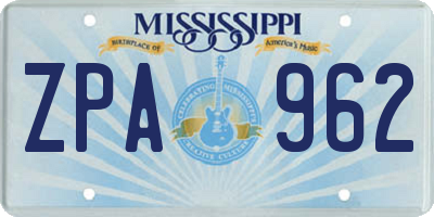 MS license plate ZPA962