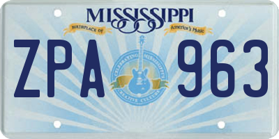 MS license plate ZPA963