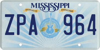 MS license plate ZPA964