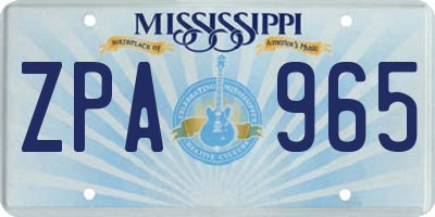 MS license plate ZPA965