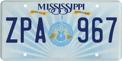 MS license plate ZPA967