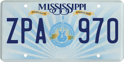 MS license plate ZPA970