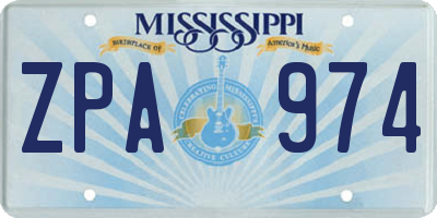MS license plate ZPA974