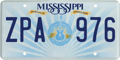 MS license plate ZPA976