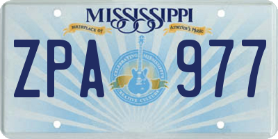 MS license plate ZPA977