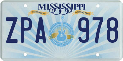 MS license plate ZPA978
