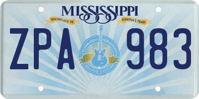 MS license plate ZPA983