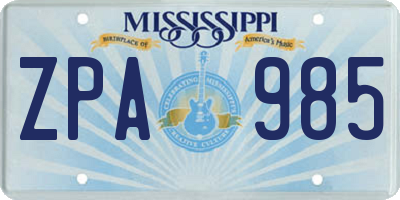 MS license plate ZPA985