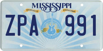 MS license plate ZPA991