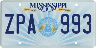 MS license plate ZPA993