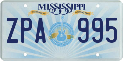 MS license plate ZPA995