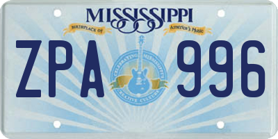 MS license plate ZPA996