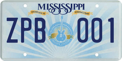 MS license plate ZPB001